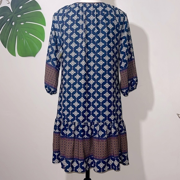 Anthro Vanessa Virginia Wayfinder Peasant Tunic Dress in Blue Motif Sz. XS - Picture 7 of 13